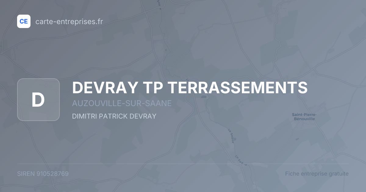 DEVRAY TP TERRASSEMENTS — 910528769 — fiche entreprise