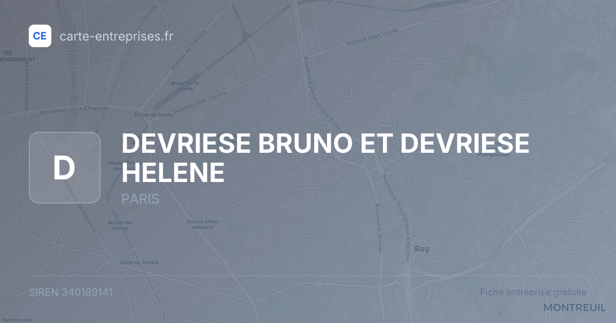 DEVRIESE BRUNO ET DEVRIESE HELENE — 340189141 — fiche entreprise