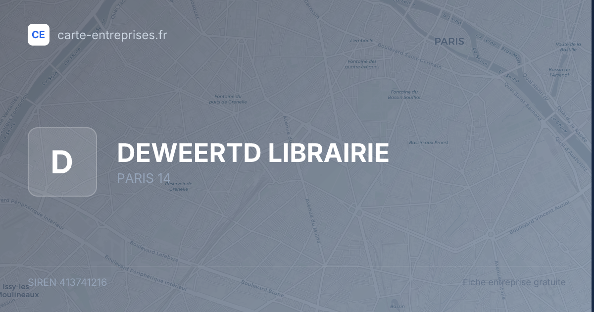 DEWEERTD LIBRAIRIE — 413741216 — fiche entreprise