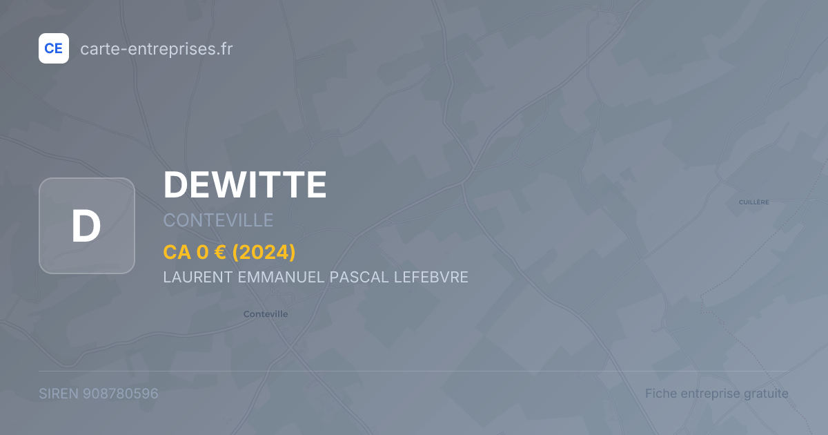 DEWITTE — 908780596 — fiche entreprise