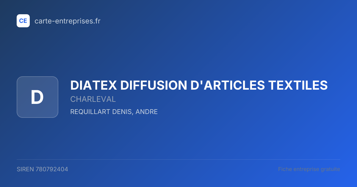 DIATEX DIFFUSION D'ARTICLES TEXTILES — 780792404 — fiche entreprise