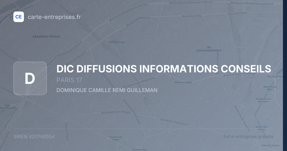 DIC DIFFUSIONS INFORMATIONS CONSEILS — 420746554 — fiche entreprise