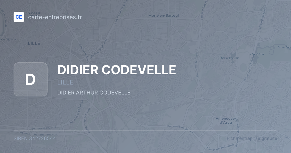 DIDIER CODEVELLE — 342726544 — fiche entreprise
