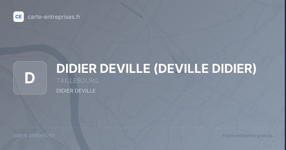 DIDIER DEVILLE (DEVILLE DIDIER) — 489065797 — fiche entreprise