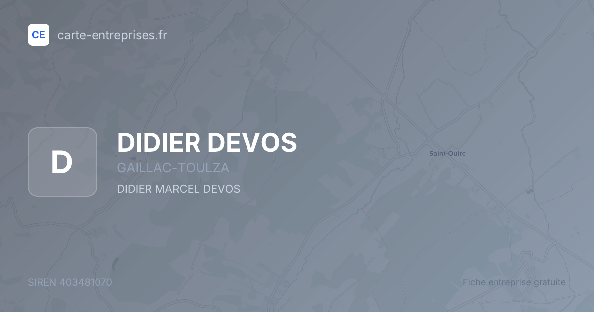 DIDIER DEVOS — 403481070 — fiche entreprise