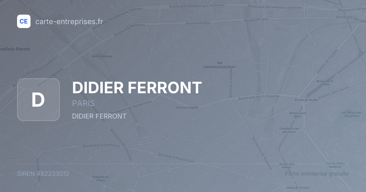 DIDIER FERRONT — 482233012 — fiche entreprise