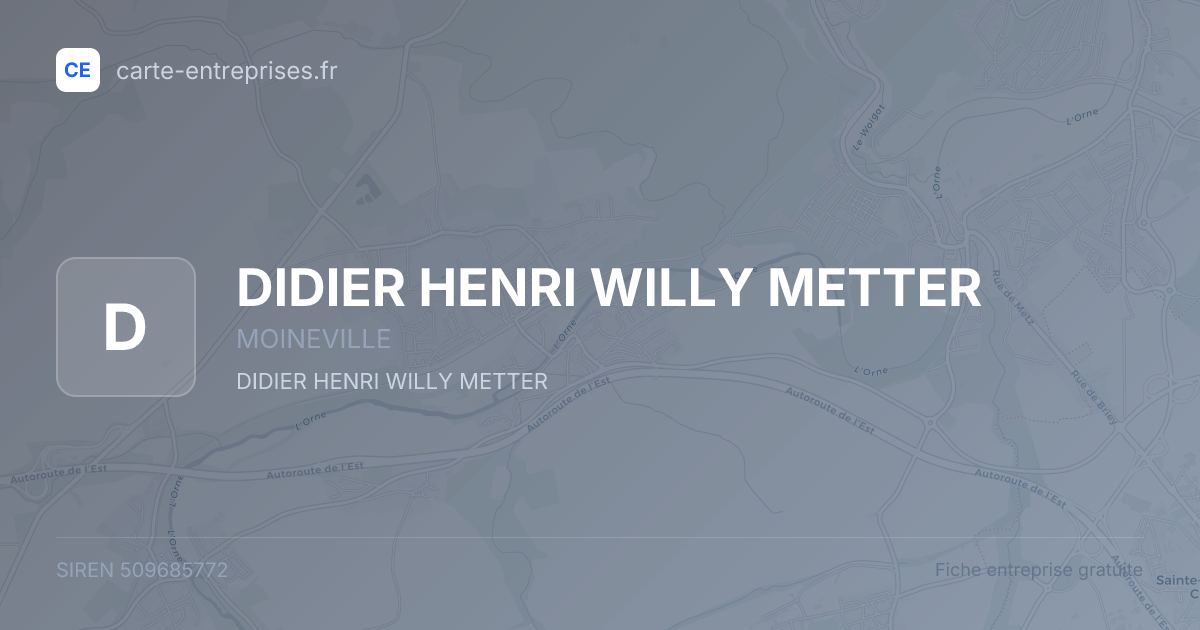 DIDIER HENRI WILLY METTER — 509685772 — fiche entreprise
