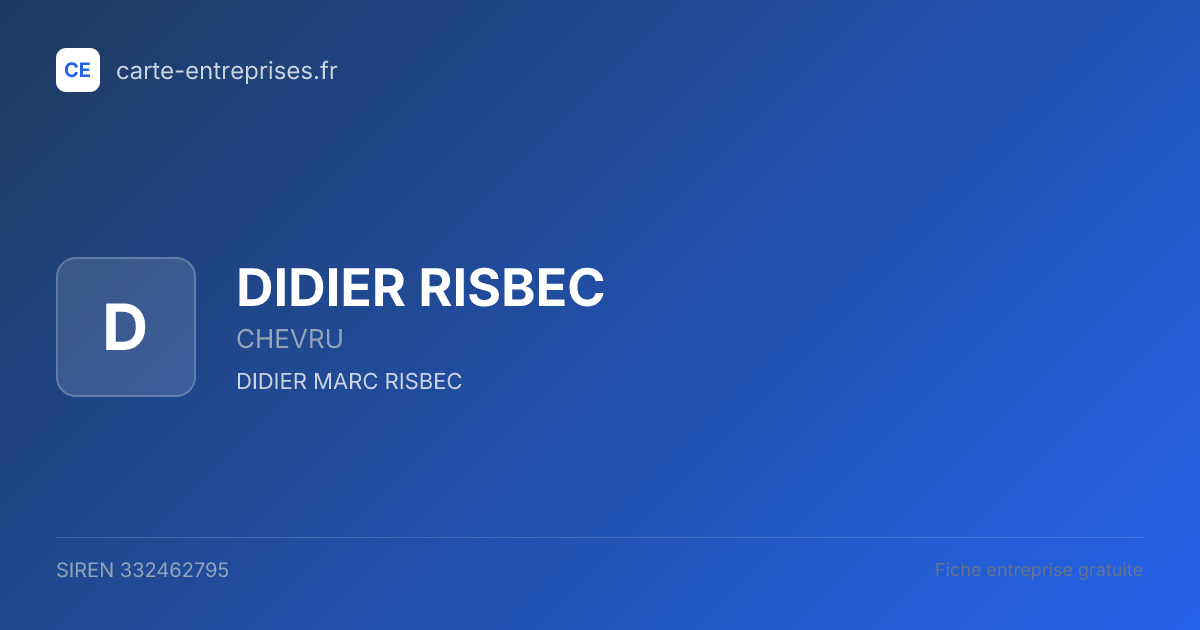 DIDIER RISBEC — 332462795 — fiche entreprise