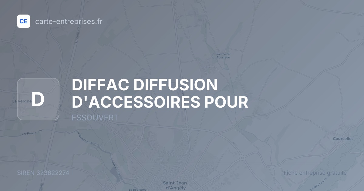 DIFFAC DIFFUSION D'ACCESSOIRES POUR — 323622274 — fiche entreprise