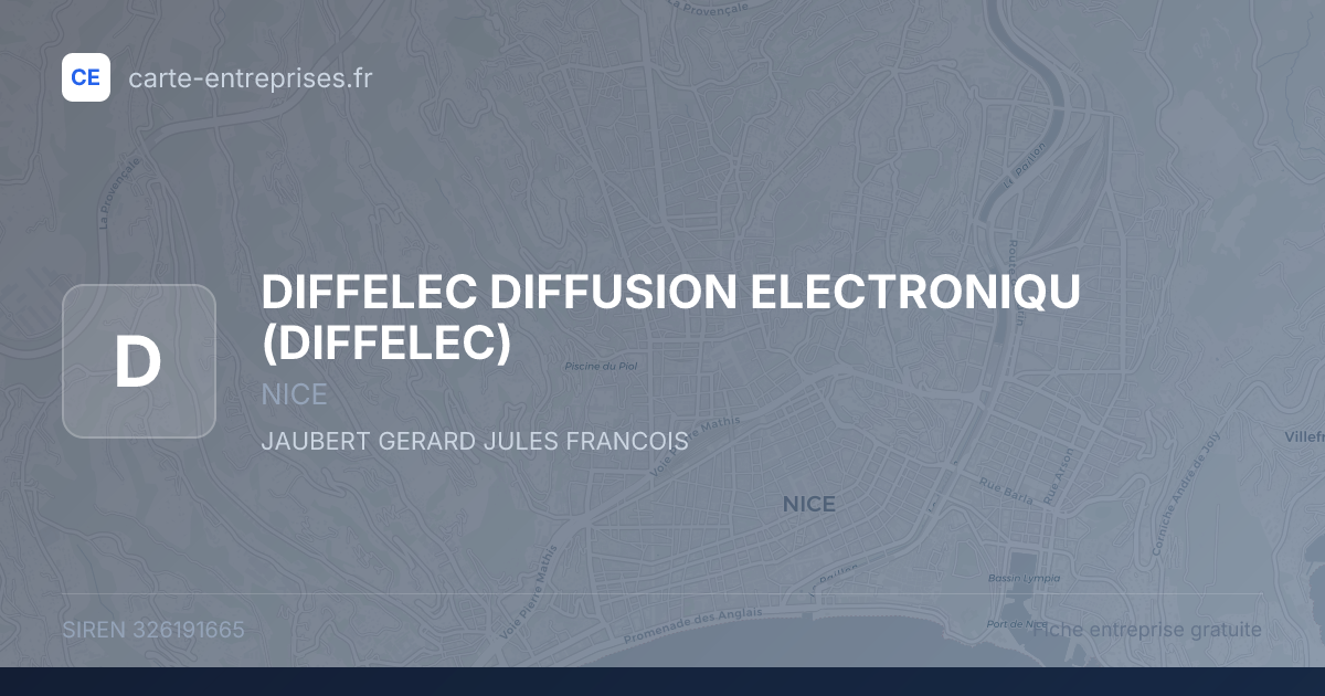 DIFFELEC DIFFUSION ELECTRONIQU (DIFFELEC) — 326191665 — fiche entreprise