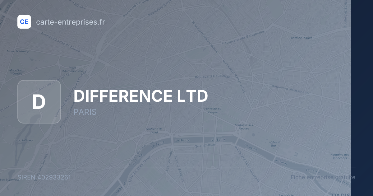 DIFFERENCE LTD — 402933261 — fiche entreprise