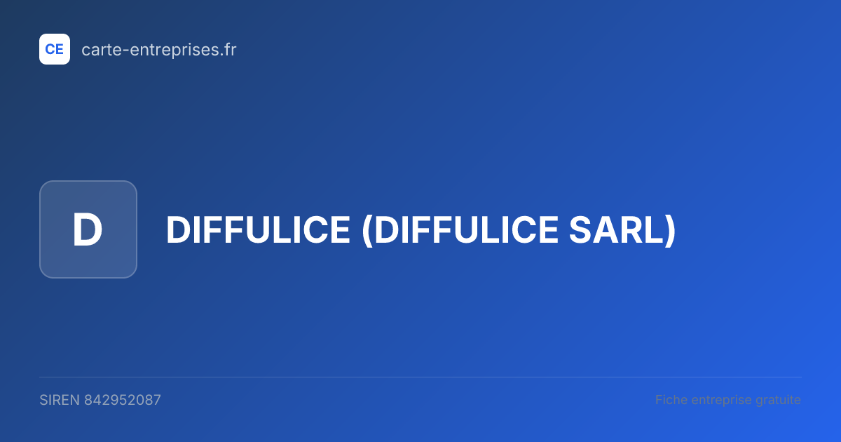 DIFFULICE (DIFFULICE SARL) — 842952087 — fiche entreprise
