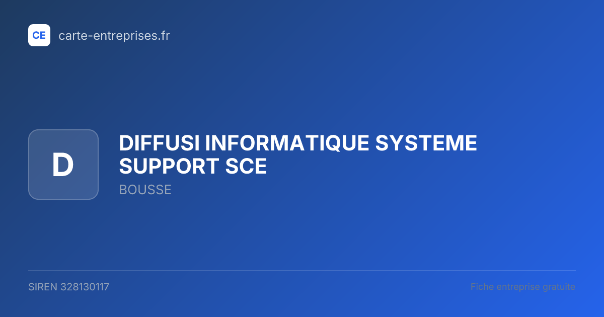 DIFFUSI INFORMATIQUE SYSTEME SUPPORT SCE — 328130117 — fiche entreprise