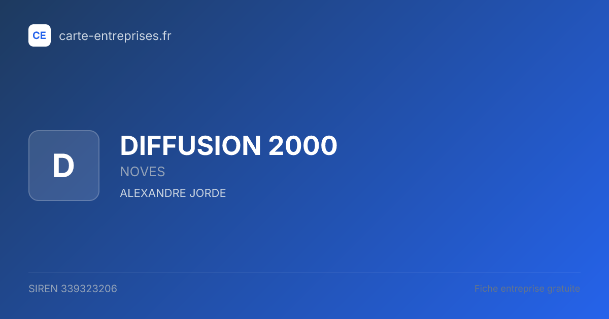 DIFFUSION 2000 — 339323206 — fiche entreprise