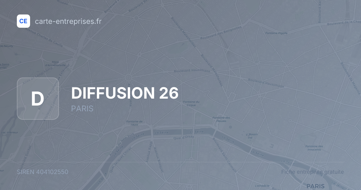 DIFFUSION 26 — 404102550 — fiche entreprise