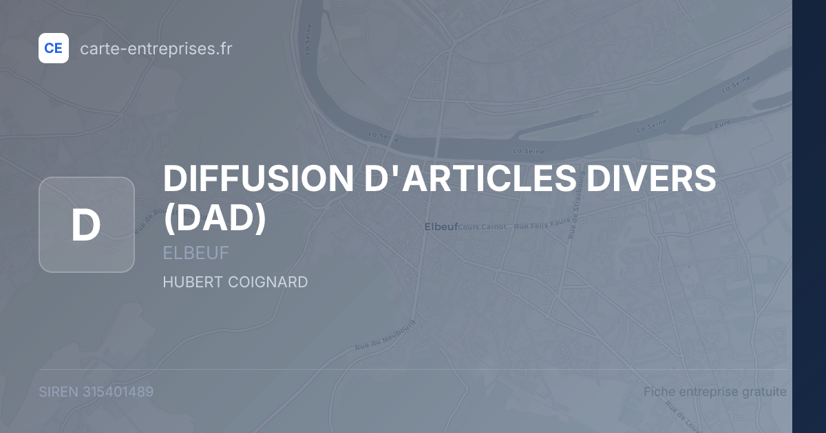 DIFFUSION D'ARTICLES DIVERS (DAD) — 315401489 — fiche entreprise