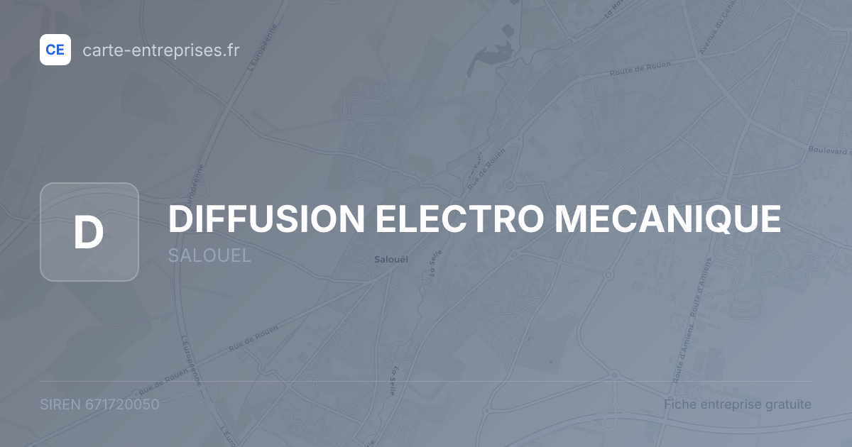 DIFFUSION ELECTRO MECANIQUE — 671720050 — fiche entreprise