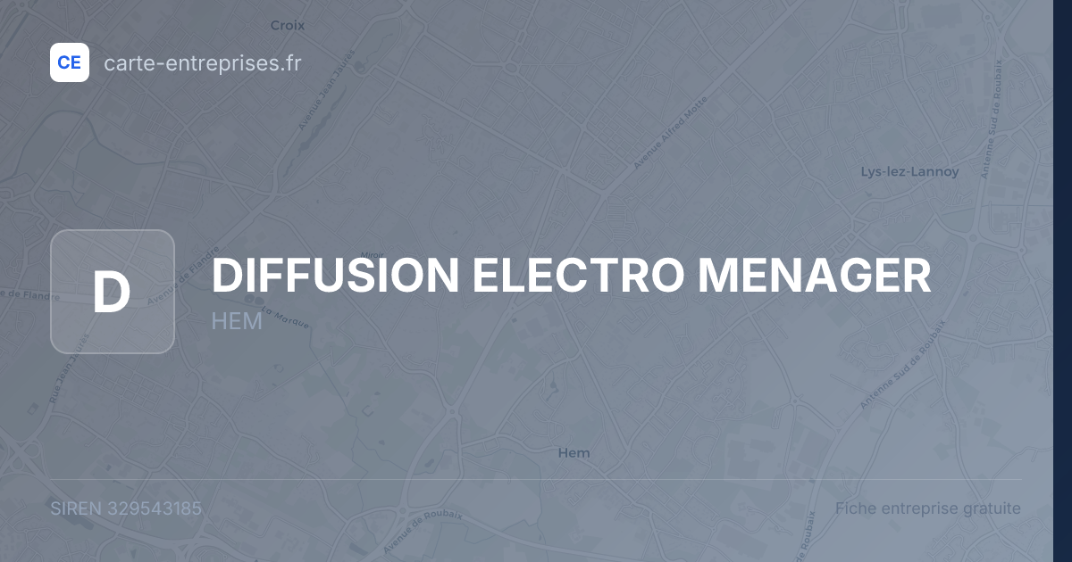 DIFFUSION ELECTRO MENAGER — 329543185 — fiche entreprise