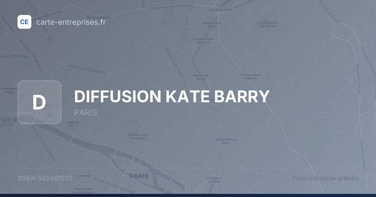 DIFFUSION KATE BARRY — 340467232 — fiche entreprise
