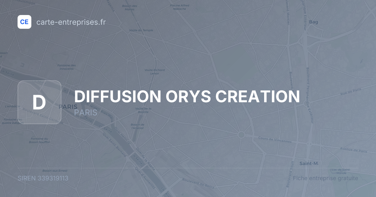 DIFFUSION ORYS CREATION — 339319113 — fiche entreprise