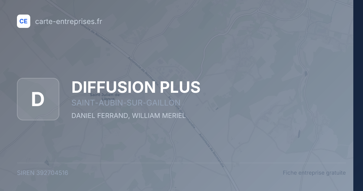 DIFFUSION PLUS — 392704516 — fiche entreprise