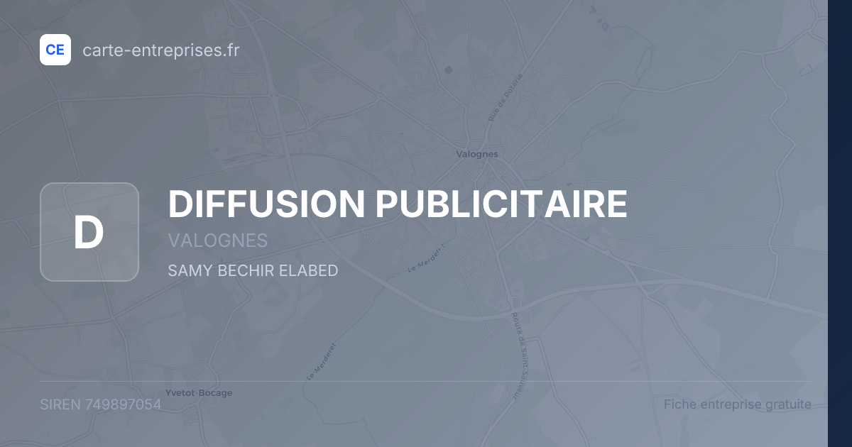 DIFFUSION PUBLICITAIRE — 749897054 — fiche entreprise