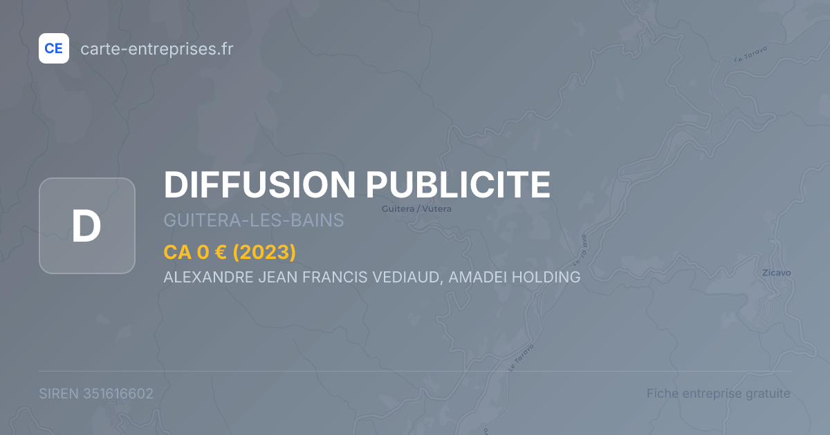 DIFFUSION PUBLICITE — 351616602 — fiche entreprise