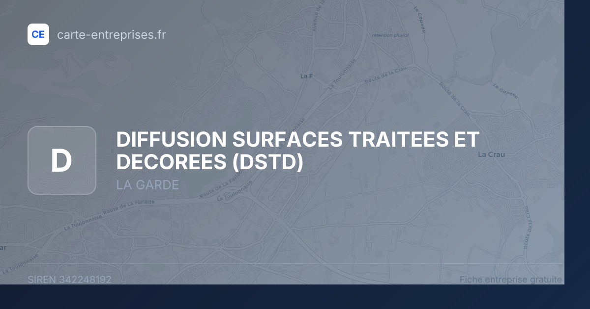 DIFFUSION SURFACES TRAITEES ET DECOREES (DSTD) — 342248192 — fiche entreprise