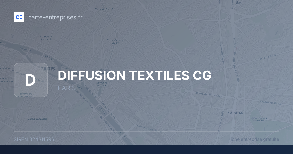 DIFFUSION TEXTILES CG — 324311596 — fiche entreprise