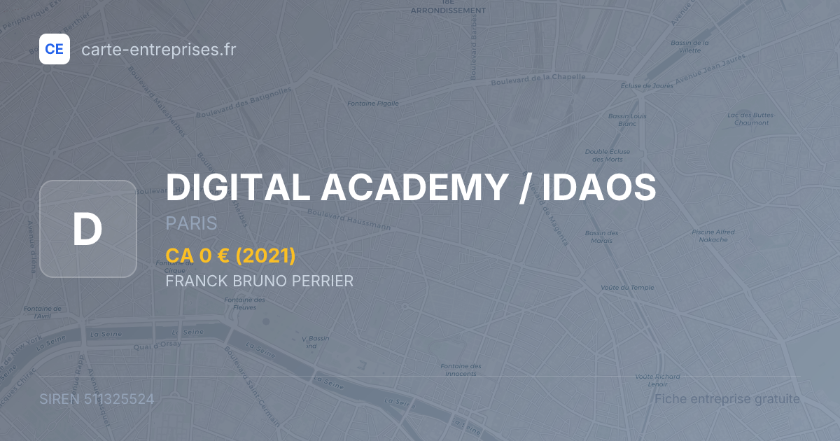 DIGITAL ACADEMY / IDAOS — 511325524 — fiche entreprise