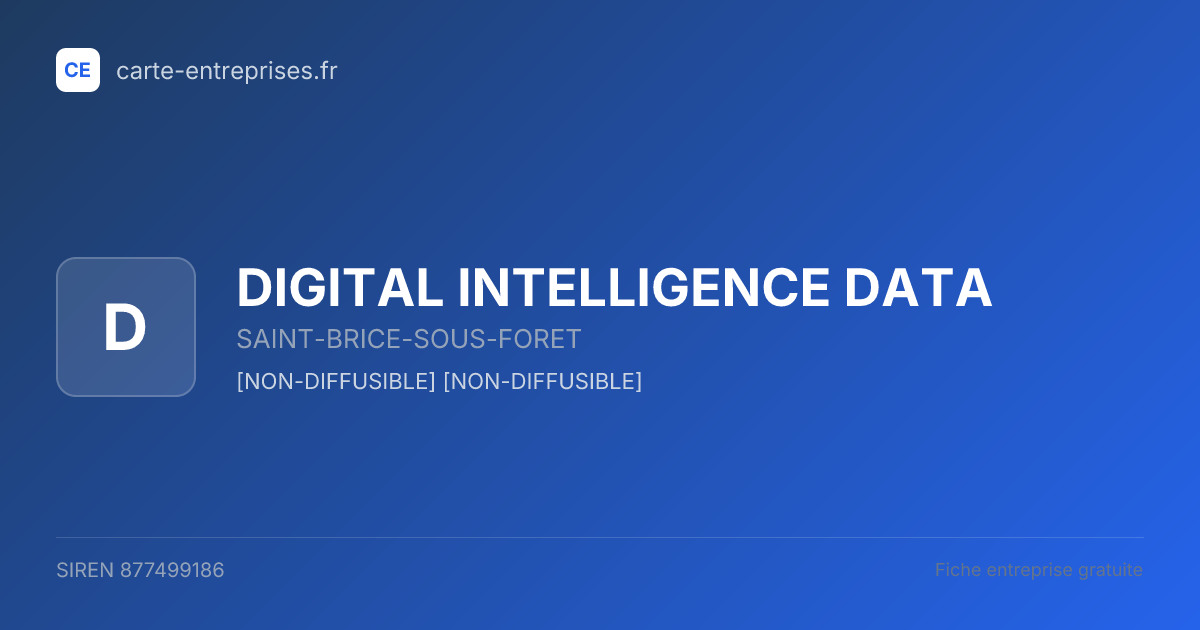 DIGITAL INTELLIGENCE DATA — 877499186 — fiche entreprise