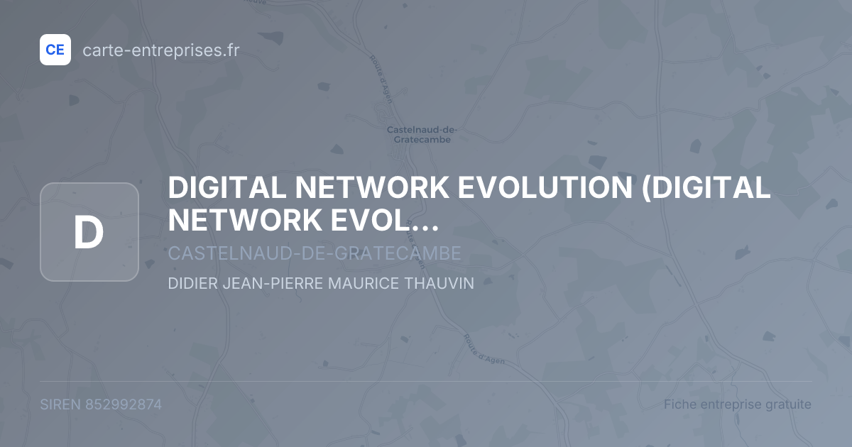 DIGITAL NETWORK EVOLUTION (DIGITAL NETWORK EVOLUTION) (D.N.E) — 852992874 — fiche entreprise