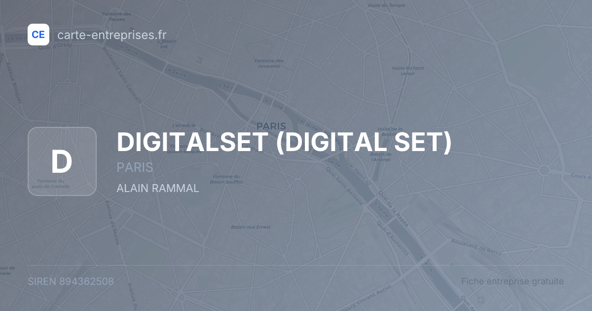 DIGITALSET (DIGITAL SET) — 894362508 — fiche entreprise