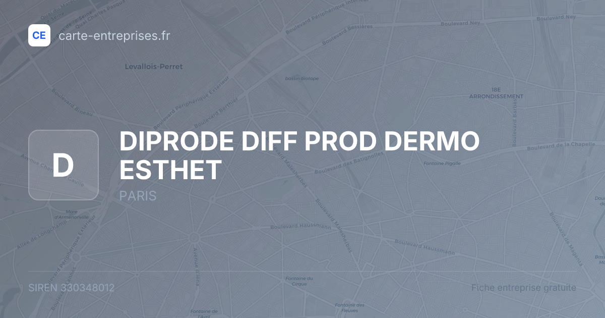DIPRODE DIFF PROD DERMO ESTHET — 330348012 — fiche entreprise