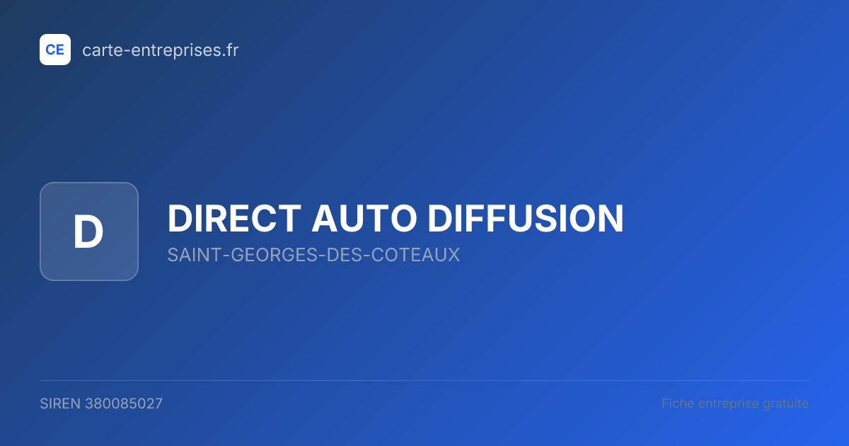DIRECT AUTO DIFFUSION — 380085027 — fiche entreprise
