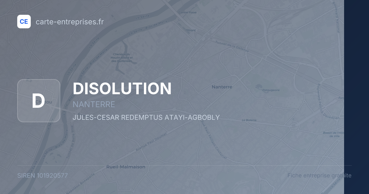 DISOLUTION — 101920577 — fiche entreprise