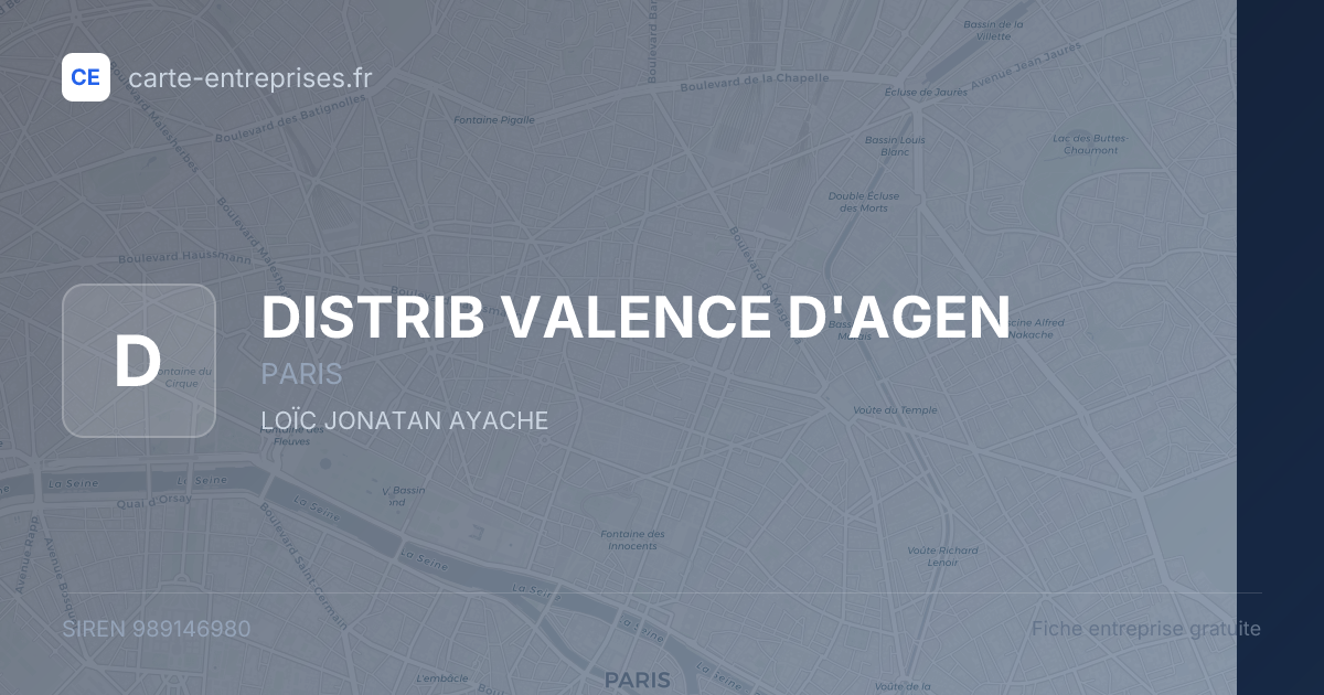 DISTRIB VALENCE D'AGEN — 989146980 — fiche entreprise