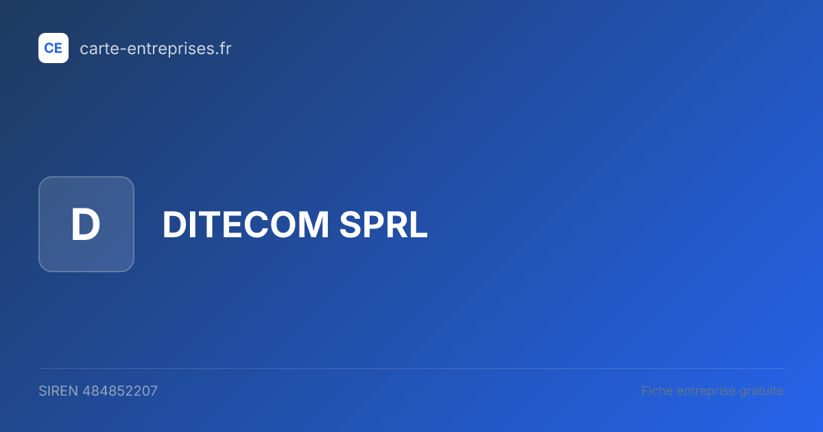 DITECOM SPRL — 484852207 — fiche entreprise