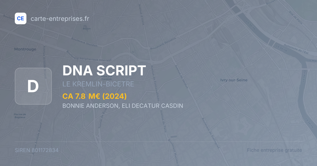 DNA SCRIPT — 801172834 — fiche entreprise