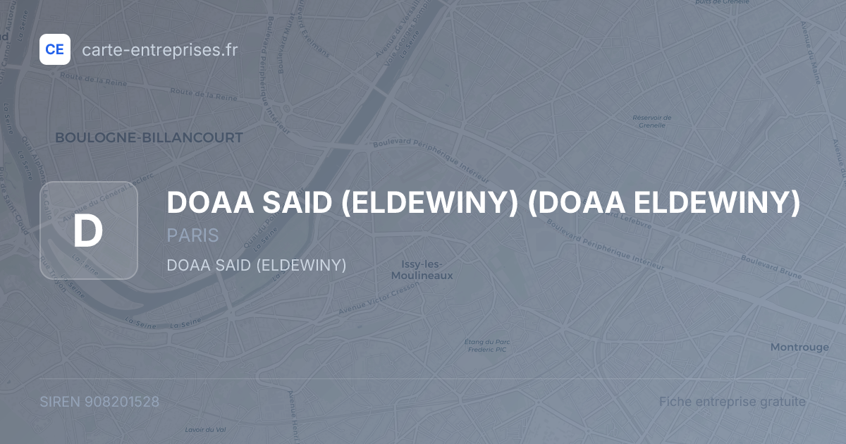 DOAA SAID (ELDEWINY) (DOAA ELDEWINY) — 908201528 — fiche entreprise