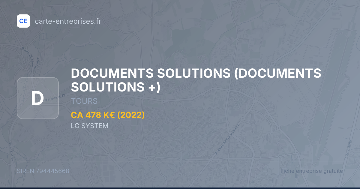DOCUMENTS SOLUTIONS (DOCUMENTS SOLUTIONS +) — 794445668 — fiche entreprise