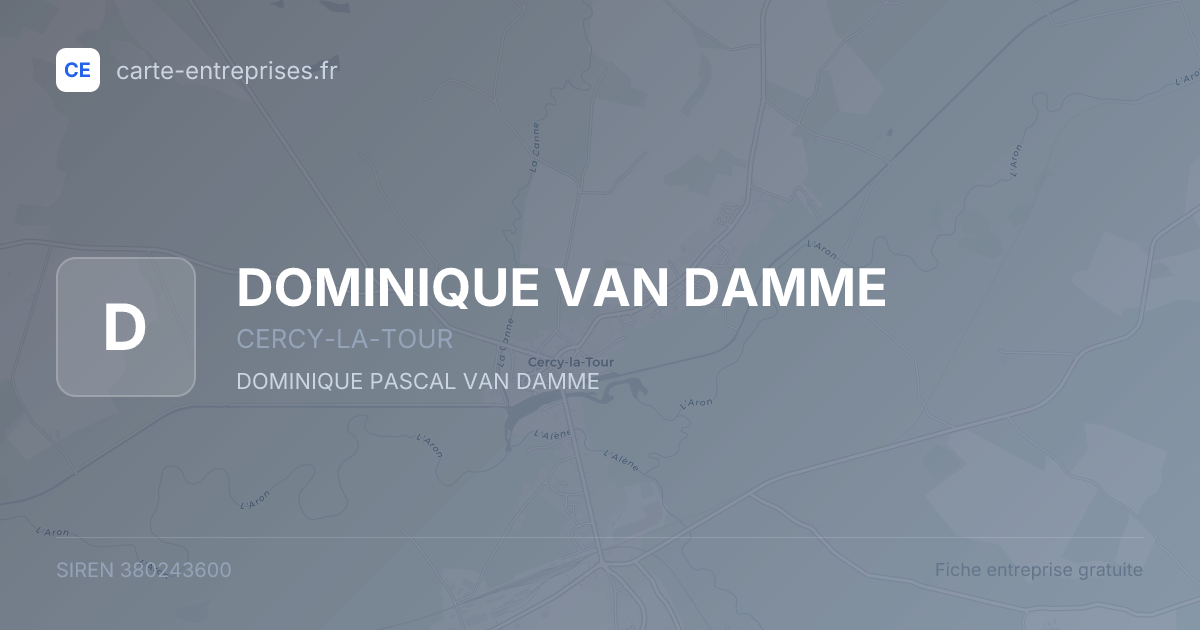 DOMINIQUE VAN DAMME — 380243600 — fiche entreprise