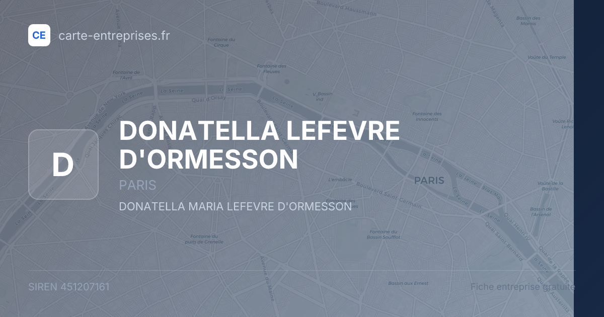DONATELLA LEFEVRE D'ORMESSON — 451207161 — fiche entreprise