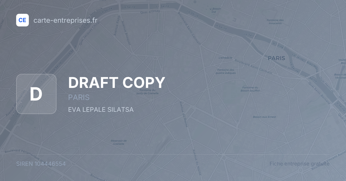 DRAFT COPY — 104446554 — fiche entreprise