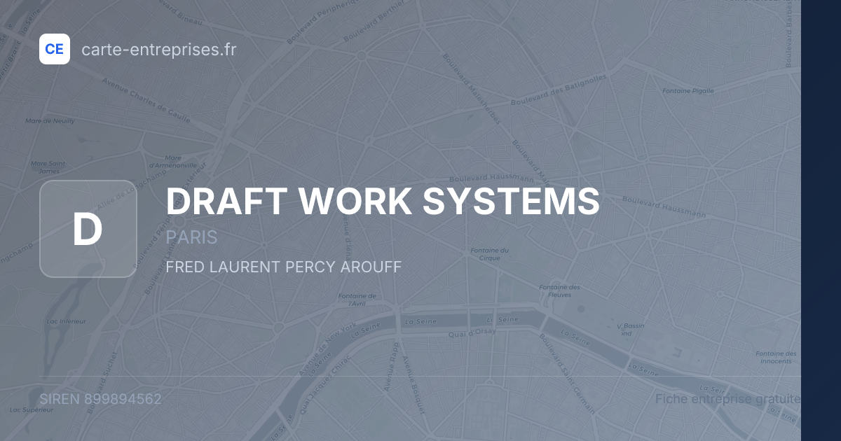 DRAFT WORK SYSTEMS — 899894562 — fiche entreprise