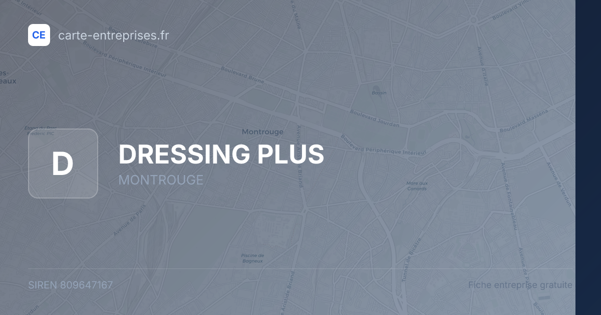 DRESSING PLUS — 809647167 — fiche entreprise
