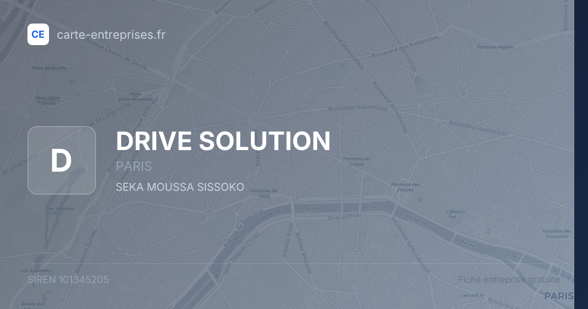 DRIVE SOLUTION — 101345205 — fiche entreprise