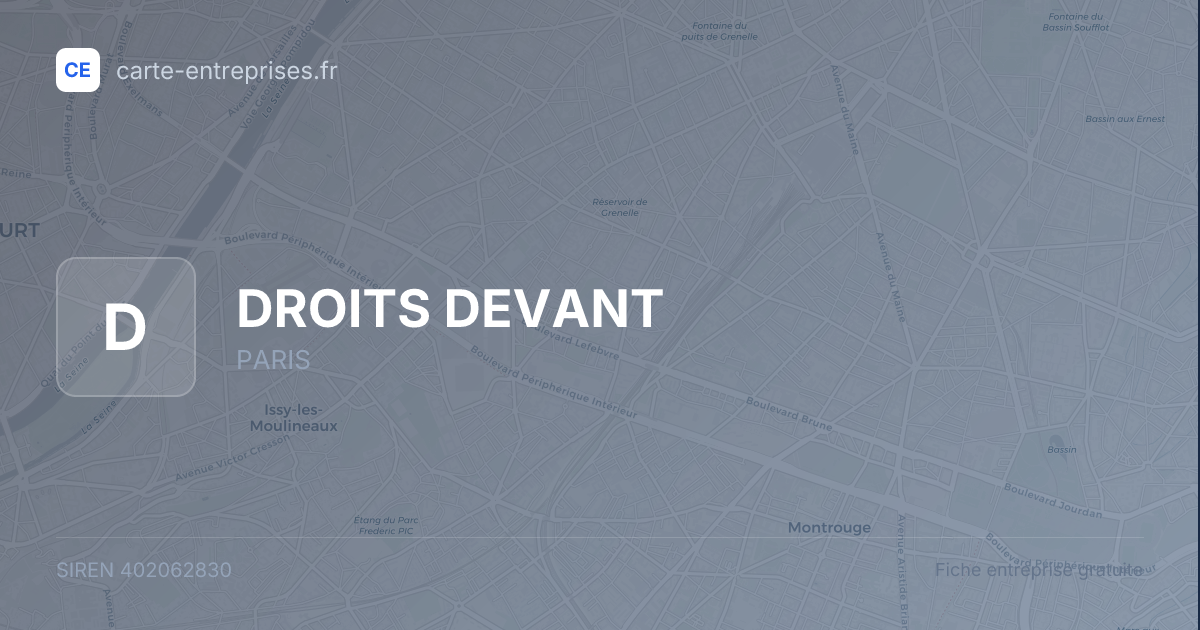 DROITS DEVANT — 402062830 — fiche entreprise