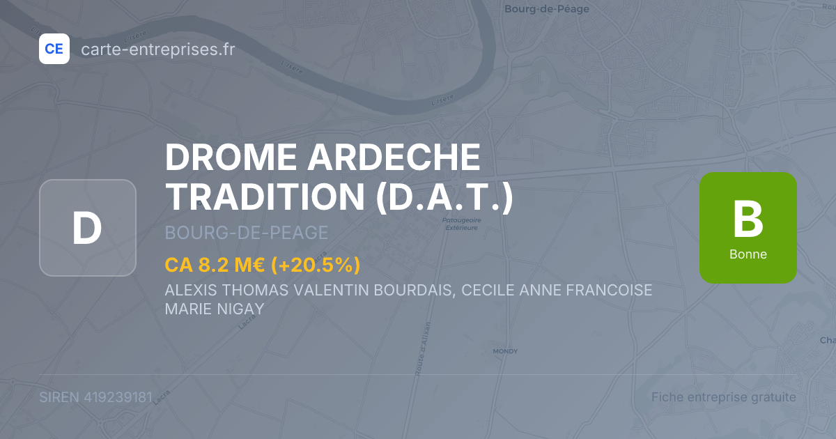 DROME ARDECHE TRADITION (D.A.T.) — 419239181 — fiche entreprise