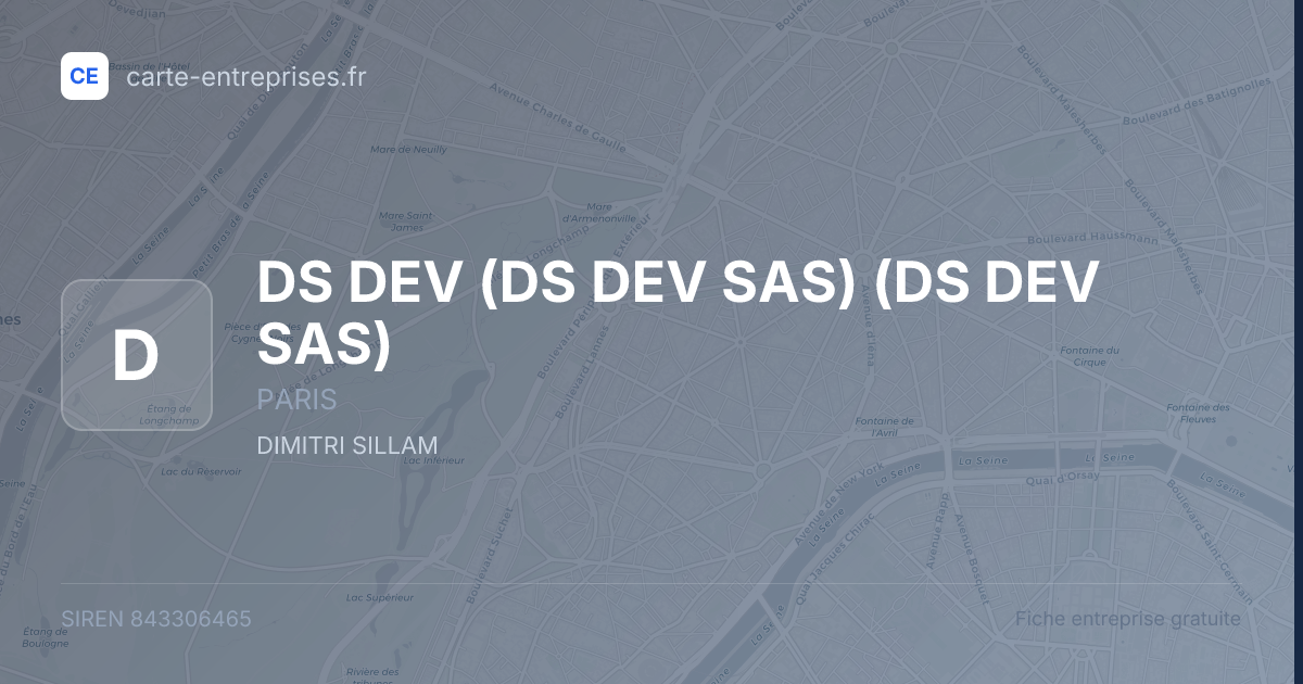 DS DEV (DS DEV SAS) (DS DEV SAS) — 843306465 — fiche entreprise